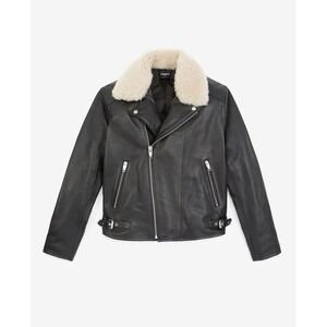 The Kooples NEW Men's Bikers Leather Jacket Removal Fur Black Size Medium $1,035